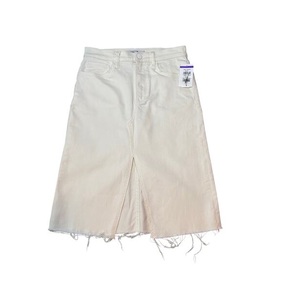 Joe’s Jeans Joplin White Denim Midi Skirt High Waist Raw Hem Slit NWT - Picture 4 of 8
